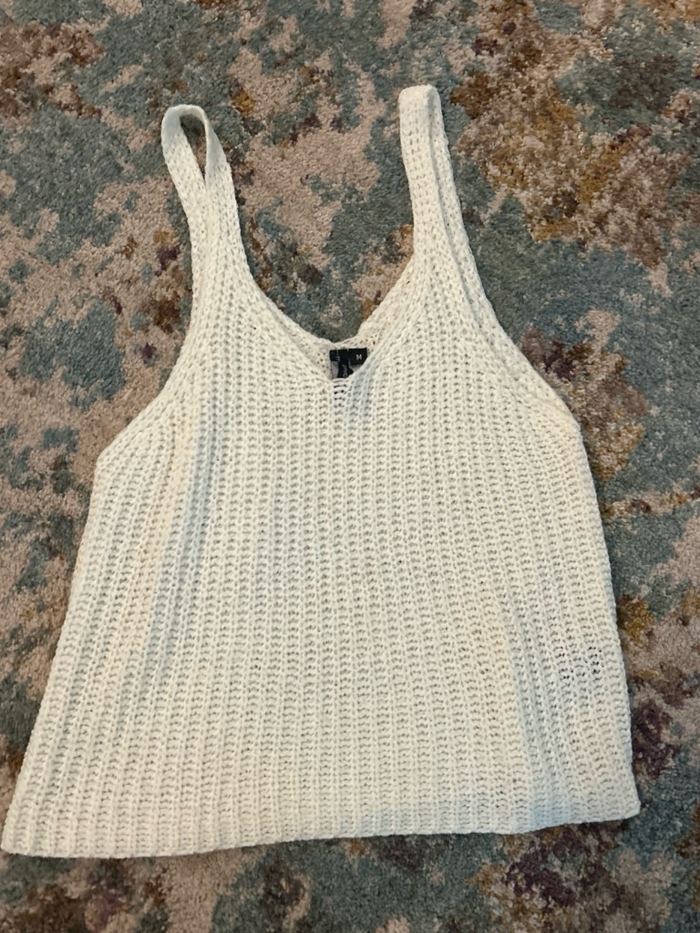 South Moon Under Cream Waffle Knit V-Neck Tank